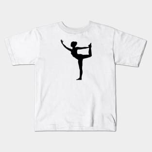Yoga stretch with black figure Kids T-Shirt